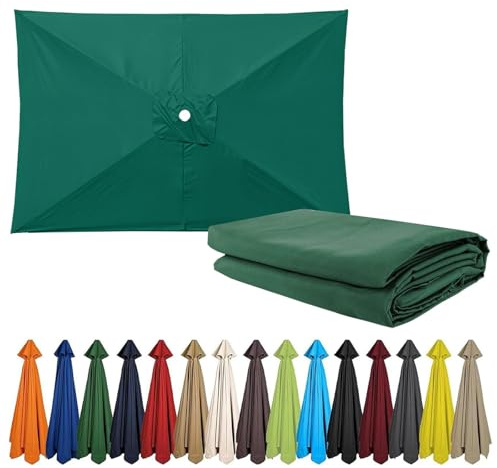 Grandes Telo Ricambio Ombrelloni UV50+ 2x3m 6Stecche, 2x2m 4Stecche 3x3m 8Stecche, Copertura Per Ombrellone Tela Di Ricambio Baldacchino, Resistente Ai Raggi UV,All'Acqua Fornisce Ombra(Green,300X200c