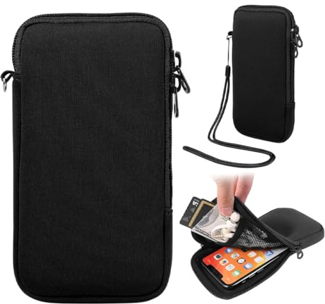 Funda universal para smartphone, funda para teléfono, funda con cordón, color negro