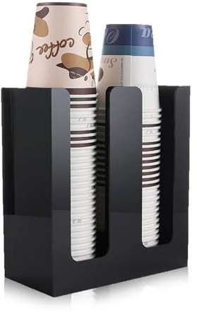 HERCHR Distributore di tazza di carta 2 slot tazza e dispenser Organizzatore Porta di coppa per tazza per controsoffitto per cucinada per latte bevande da tè bar ristorante Accessori per