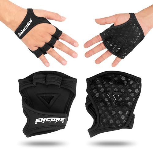 Encore Grips Impugnature per allenamento di forza, bodybuilding, 1 paio di impugnature in neoprene e silicone, per cross-training, guanti da fitness (nero, S)