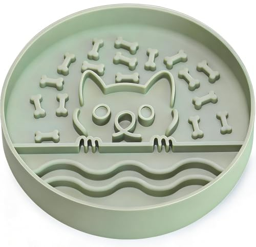 Zonopy Slow Feeder Dog Bowl for Small Medium Dogs & Cats, 7.5 Inch Non Slip Puzzle Bowl with 37 Suction Cups, Anti-Choking Food Grade Silicone Slow Eating Bowl