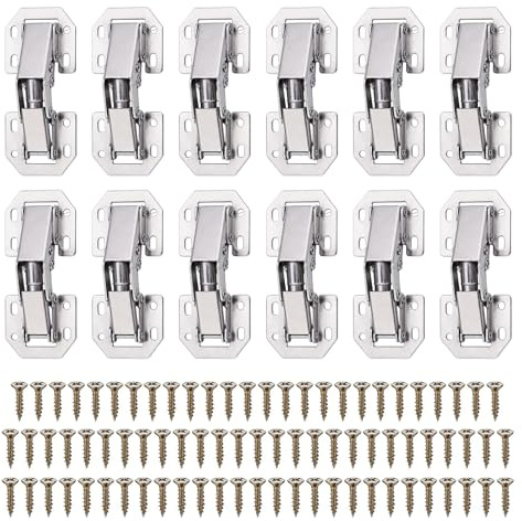 Nevoluxer 10 Stück Schranktür Scharniere Schrankscharnier 77x32mm Versteckte 90-Grad-Scharnier mit 80 Stück Schrauben für Küchentüren und Möbeltüren, Stabil und Langlebig (STANDARD, Stück, 10)