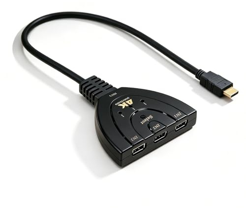 Sdoppiatore HDMI, 3 in 1 Out Switch HDMI, 4K@30Hz Splitter HDMI, Supporta 4K 3D 1080P UHD HDCP 2.2, per HDTV, Xbox, PS3, PS4, Apple TV, Fire Stick, Proiettore, Monitor