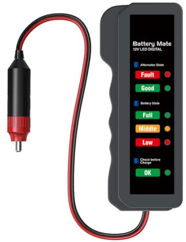 HOODANCOS Misuratore Batteria Auto 4-12v in Abs Indicatore Livello Carica, Facile da Usare, Rilevatore Batterie Rosso per Controllo Auto