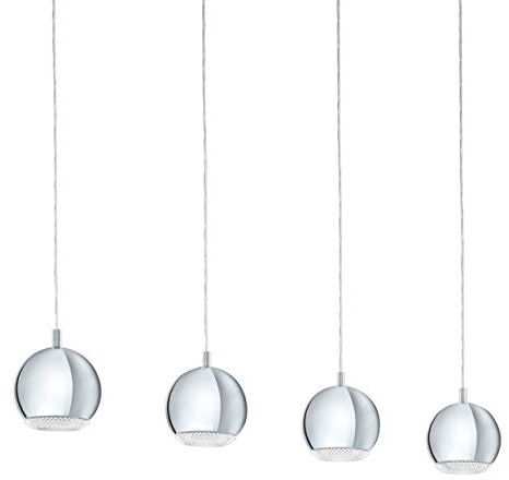 EGLO LED Pendelleuchte Conessa, 4 flammige Hängelampe, Hängeleuchte aus Metall und Kunststoff, Esstischlampe in Chrom, Klar, Wohnzimmerlampe hängend mit GU10 Fassung