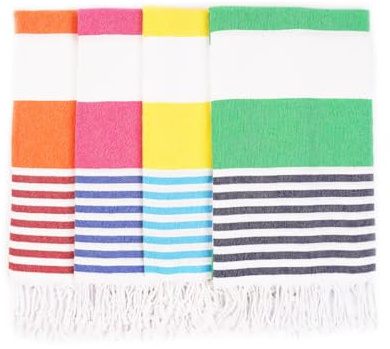 HAVLULAND Beach Towels Oversized 72x40, Sand Free Turkish Beach Towel, Extra Large Soft Pool Towels, Super Absorbent Bath Towels - Set of 4 Multi Color