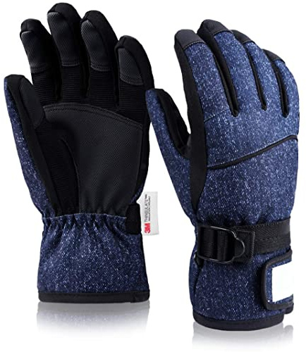 GOXUNYUAN Child Winter Gloves, Kids Ski Gloves Waterproof Windproof Warm for Skiing Cycling Winter Boys Girls Aged 6-8 T