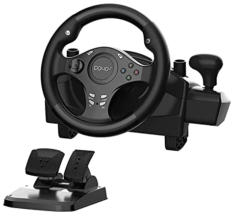 NBCP R270 Gaming Lenkrad mit Pedalen, 270° Lenkrad mit Vibrationseffekt, Kompatibel mit PC, PS3, PS4, Xbox One, Xbox Series X/S & Nintendo Switch – Perfekt für Rennspiele