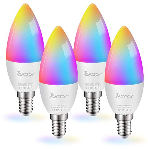 Avatar Controls E14 Smart Bulb Candle 4 Pack, WiFi Music Sync Colour Changing Light Bulb Works with Alexa & Google Home, Dimmable RGB Warm to Cool White (2700K-6500K), 500lm 5W LED Equivalent 40W