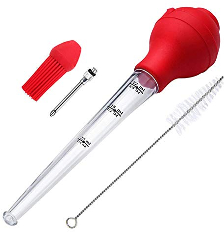 Siringhe per Arrosti, Tubo Baster, Iniettore per Marinata, BBQ Siringa per Carne, Siringa Marinata con Spazzola per Pulizia e Spazzola BBQ per Barbecue Carne Manzo Pollo Pasticcini Marmellata