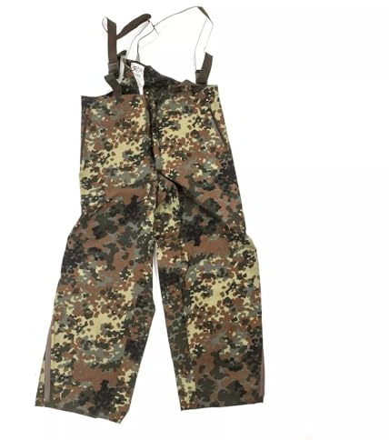 O.A Pantalon de l'armée allemande imperméable Flecktarn Goretex avec bretelles, Camouflage Flecktarn, Taille unique