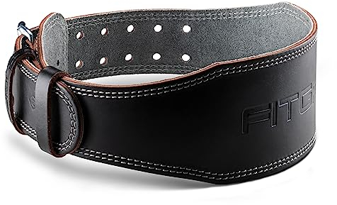 Fitgriff® Klassischer Gewichthebergürtel - 100% Leder - für Damen und Herren - Gürtel für Bodybuilding, Krafttraining, Gewichtheben (Black (4 inch), XL)