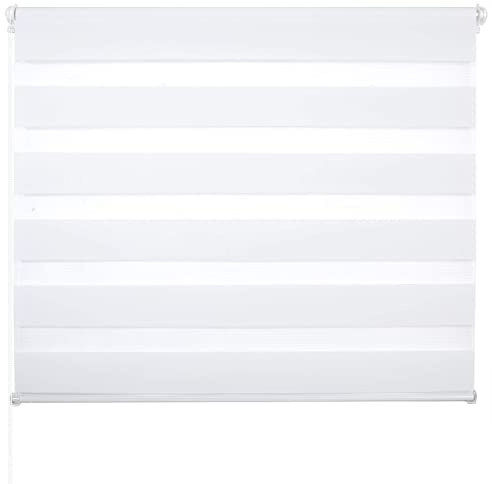 Laneetal Doppelrollo ohne Bohren Klemmfix. Duo Rollo Seitenzugrollo mit Klämmträgern. Sicht und Sonnenschutz für Fenster Tür Wand. lichtdurchlässig u. Verdunkelnd (Weiß. 85 x 220 cm)