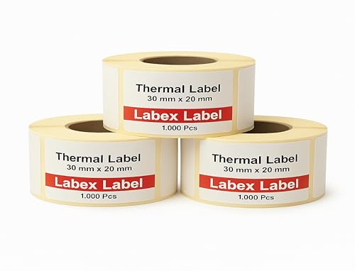 Étiquette Thermique Direct 30x20 mm | Étiquettes D’expédition - Autocollantes Thermiques - 3 Rouleaux - 3000 Étiquettes Professionnelles