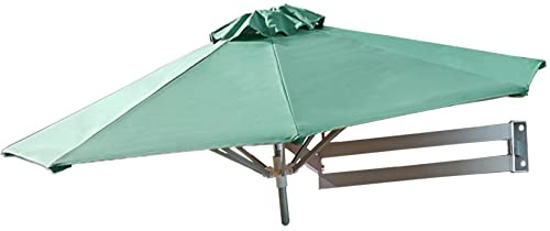 RWGOVLU Patio Umbrella 7.2Ft/8.2Ft Outdoor Parasol Folding Telescopic Outdoor Hanging Umbrellas Wall-Mounted Save Space All Aluminum Alloy Bracket Sun Protection for Garden, Green