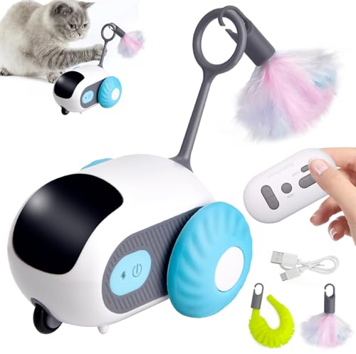 Jadyon Juguetes para Gatos, Juguete eléctrico Inteligente para Gatos con Control Remoto, Juguete Interactivo Gato, Coche eléctrico de Juguete para Gatos, Juguete Gatos Movimiento, Juguete Gato