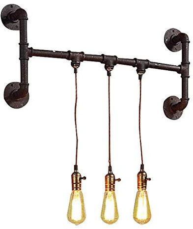 Retro Wall Light American Country Wrought Iron LOFT Water Pipe Wall Lamp E27 Metal Steampunk Wall Sconce Industrial WindLight Wall Lantern for Kitchen Restaurant Cafe Living Room Interesting