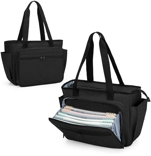 Trunab Lehrertasche mit Erweiterter Aktenordnertasche, Lehrer Arbeitstasche für Damen, Laptoptasche für Büro, Schwarz
