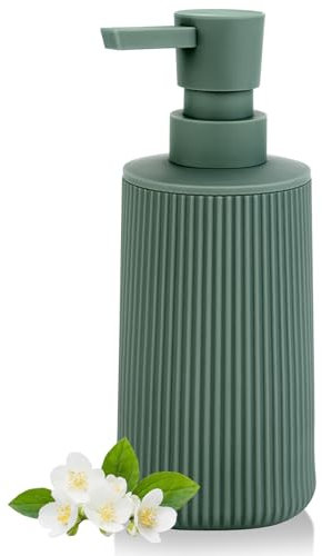 Dispenser Sapone Bagno Verde, Moderno a Righe Dosatore Sapone Cucina Detersivo Piatti, 8.5 OZ Dispenser Sapone Mani Ricaricabile (Verde, Liquido)