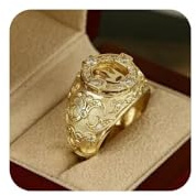 18K Solid Gold Crown Ring - Vintage Engraved Men's Diamond Ring with Royal Filigree Design Size 8