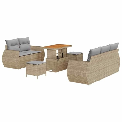 vidaXL Trädgårdsoffset 8 st Beige konstrotting