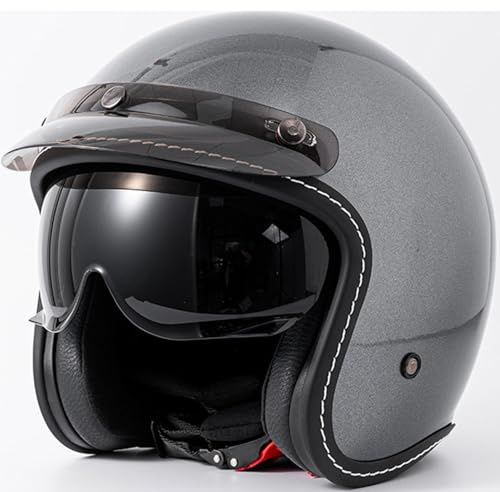 Retro Casco Jet Vintage Casco Da Scooter, Caschi Cromwell Casco A Mezza Calotta, Omologato DOT/ECE Casco Da Uomo E Da Donna, Casco Da Ciclomotore Con Occhiali Protettivi 1,M