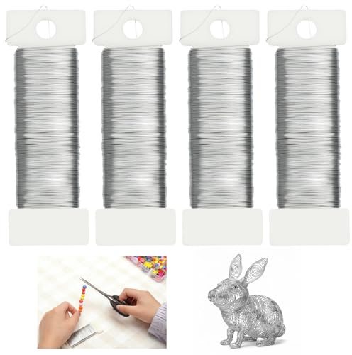 WOKICOR Schmuck - Set di 4 rotoli di filo per uncinetto, 0,3 mm x 50 m, per decorazioni fai da te, gioielli, fiori, Natale, fai da te