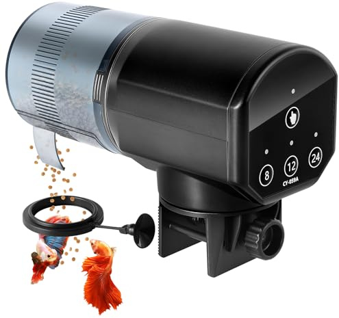 URAQT Aquarium Distributeur Automatique pour Poisson, 200ml​ Alimenteur Distributeur Automatique de Nourriture pour Poissons à Piles avec Minuteur, Alimenteur pour Poissons Pendant Les Vacances​