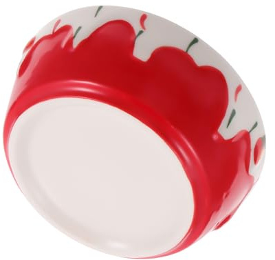 Mobestech Ceramic Hamster Food Bowl Heavy-duty Small Pet Feeding Dish for Guinea Pigs and Rabbits Non-tip Thickened Red Ceramic Pet Food Container for Bathroom and Toilet Use