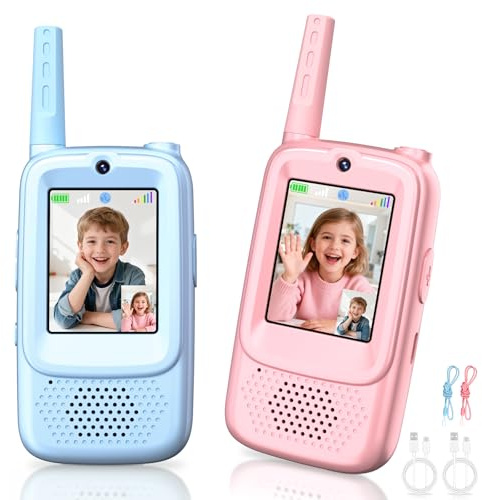Subtail Talkie Walkie Enfants - 2PCS Vidéo Talkie Walkie Enfant, Jouet Enfant Garcon Fille 3 4 5 6 7 8 Ans, Longue Portée, 4 Effets Vocaux, Cadeau Noel Anniversaire Fille Garcon 3 4 5 6 7 8 9 Ans