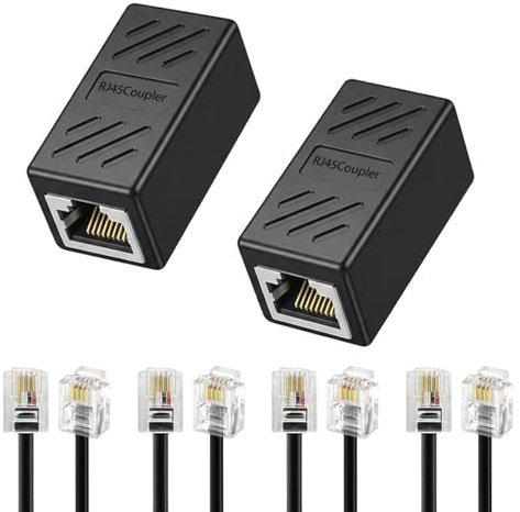 SRLWMYI - Adaptador Rj11 a Rj45 y 4 cables Rj11 de 0,5 m a cable telefónico con conexión Rj45, adaptador de conector telefónico para cable RJ11, cable telefónico, fax y conexión