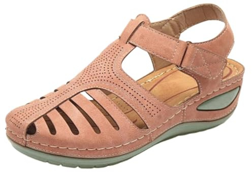 Dam stängda sandaler med kilklack, strandskor damsandaler eleganta minimalistiska enfärgade kilsandaletter T-remmar sommarsandaler platå utomhussandaler bekväma strandsandaler