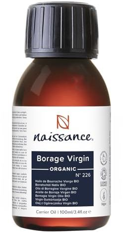 Naissanec Ekologisk Borage Fröolja (Stjärnblomma) (nr. 226) 100ml - Naturlig, Certifierad Organis - För Hud, Ansikte, Kropp, Hår, Massage