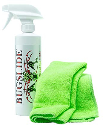 BugSlide 16 Oz Shop Kit Cleaner and Polisher with Microfiber Towel, Tree Sap Remover, Waterless Detailer for Removing Bugs Without Scratching, Shining and Degreasing All Surfaces