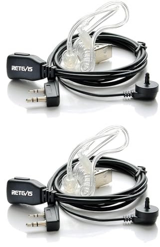 Retevis Funkgerät Headset 2 Pin Kompatibel mit Walkie Talkie JUCJET RT24 RT668 RT27 RT24V RT617 RT86 Baofeng UV-5R Plus BF-888S BF-88E Kenwood Sicherheits-Headset Kopfhörer Ohrhörer (1 Stuck)