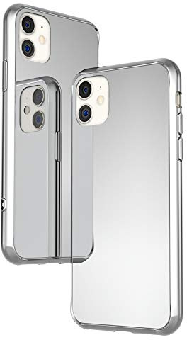 NALIA Spiegelhülle für iPhone 11 - Echtes Glas (9H Spiegel & Kratzfest) - RAYN (Premium Hardcase & Silikon Bumper) - Marke aus Berlin, Farbe:Silber