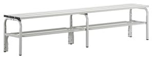 Sypro | Umkleidebank mit Aluminiumleisten | HxT 450 x 350 mm | Länge 2000 mm | lichtgrau | Schuhrost