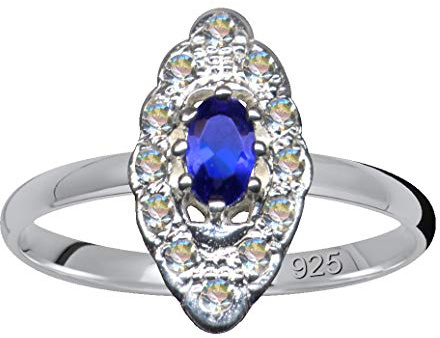 FINGERRING Navet/äkta silver 925 med zirkonia/jugendstil design/stenfärg: klar vit blå/modern cool trendig hip/onlinebutik smycke/59019, Sterling silver 925, zirkoniumkristaller, zirkoniumkristall