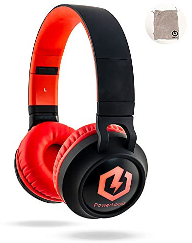 PowerLocus Auriculares Bluetooth de Diadema para niños, Cascos Bluetooth Inalámbricos, Auditiva Límite de 85DB, Sonido Estéreo, con Micrófono, Micro SD, Plegable, Estuche Cascos para Movil, Tablet,PC