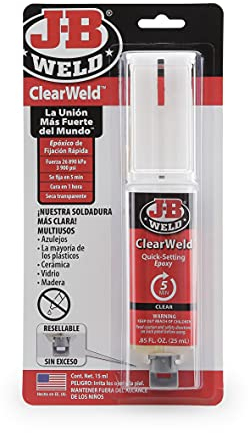 J-B Weld 50112SPA - Jeringa Epoxi - Fijación rápida - Extra Fuerte | Epoxi 2 componentes para reparaciones en Metal, Azulejos, Cerámica y Plásticos - 25 ml (el empaque puede diferir)