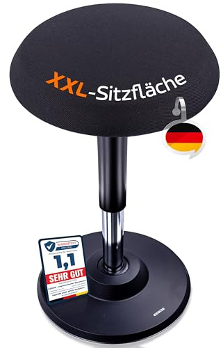 EZSIDE Tabouret de bureau ergonomique moderne en métal, rotation à 360°, réglable en hauteur, anneau de base antidérapant, pour bureau à domicile, capacité de 140 kg