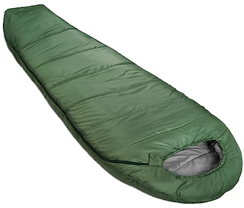 Amazon Basics Sac de couchage pour le camping et la randonnée par temps froid, léger, style momie, vert olive