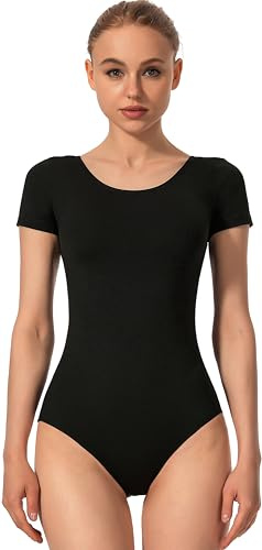 Mulnall Dance Leotard for Women Ballet Gymnastics Dancewear Team Basic Short Sleeve,Full front Lining(UK4027-06-L)