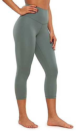 CRZ YOGA Butterluxe 21'' High Waisted Capri Workout Leggings for Women - Lounge Leggings Buttery Soft Yoga Pants Grey Sage 14