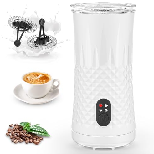 Dreamhigh® Mousseur à Lait Électrique 4 en 1, 400W Automatique Chauffe Lait, Moussage de Lait Chaud Et Froid, Revêtement Antiadhésif, Machine Chocolat Chaud avec 2 fouets-240 ml