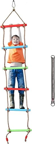 REDCAMP 6.6 Ft Rope Ladder for Kids, Climbing Ladder for Swing Set, Hanging Rope with 1 Strap, Great for Play Set, Outdoor, Tree House, Playground, Ninja Slackline