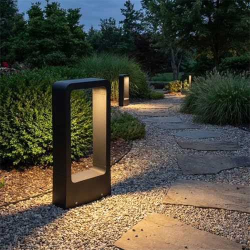 BARCELONA LED Bolardo LED Exterior 7W IP65 Negro Aluminio Luz Cálida 3000K Baliza Jardín Moderna Minimalista Iluminación Camino Patio Terraza Exterior Resistente Agua Diseño Industrial