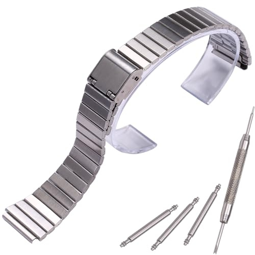 MCXGL Rem i rostfritt stål, 18 mm, rem kompatibel med Casio A700W/A158WA/A168WA/AE1000, klassiskt armband, unisex, ersättningsarmband, klockarmband