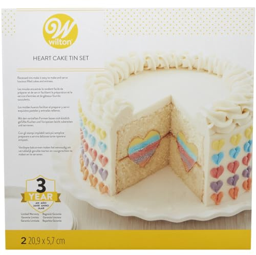 Wilton Moule à Gâteau Centre Cœur Set de 2 : Moules Antiadhésifs pour Gâteaux Fourrés en Forme de Cœur, Décoration Pâtisserie – 21,5 x 6,9 cm