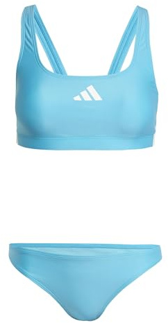 Adidas Donna 3 Stripes V-Back Bikini, Lucid Cyan/White, 36